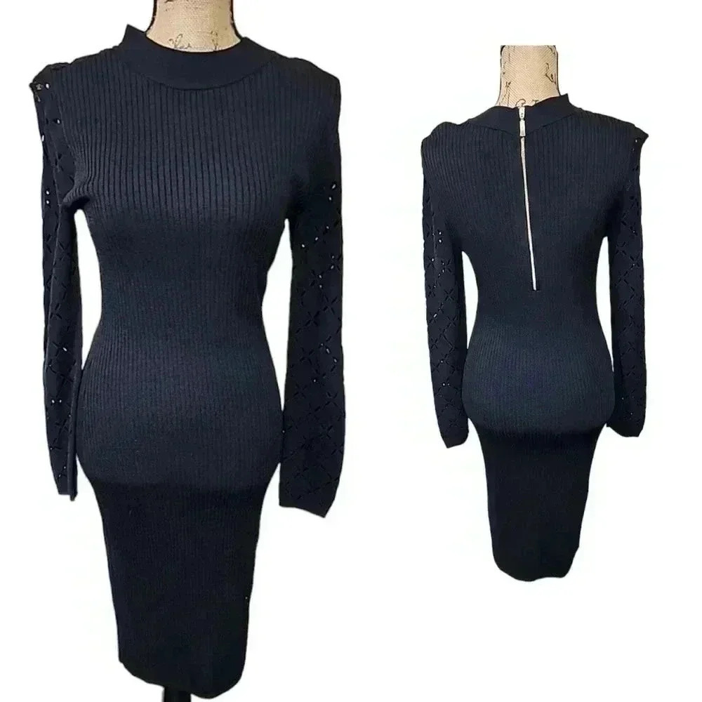 Roz& Ali All Black sweater dress. Size Medium - Picture 1 of 8